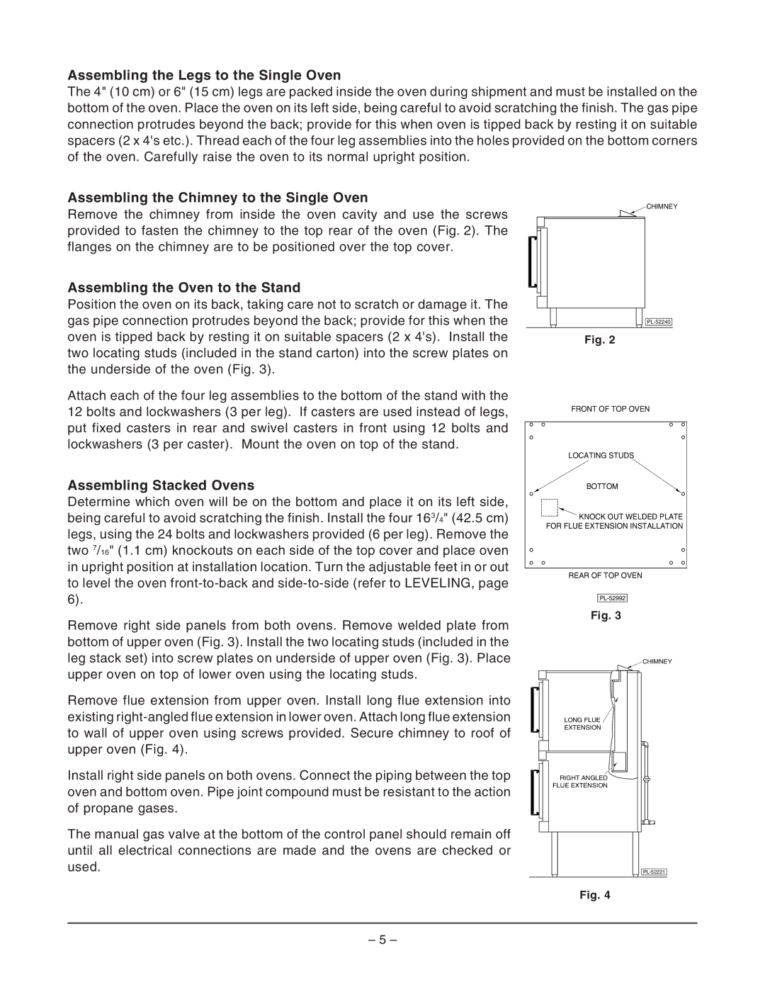 Vulcan-Hart GCO2D ML-114569 Assembling the Legs to the Single Oven, Assembling the Chimney to the Single Oven 