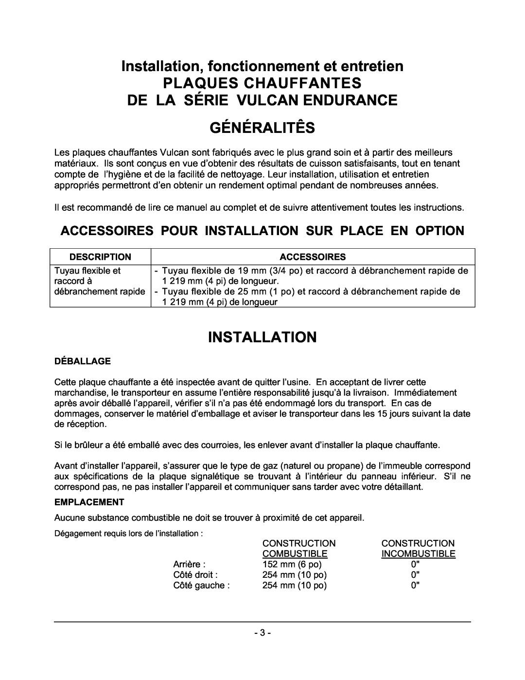 Vulcan-Hart GCT36 Installation, fonctionnement et entretien, Plaques Chauffantes De La Série Vulcan Endurance, Généralitês 