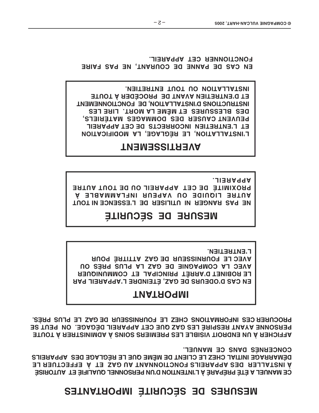 Vulcan-Hart GHF90, GHF91 operation manual Avertissement, Importantes Sécurité DE Mesures 