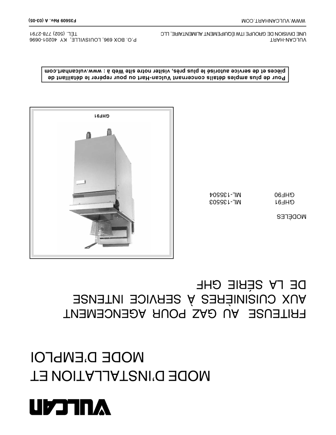 Vulcan-Hart GHF91, GHF90 operation manual ’EMPLOI Mode ET D’INSTALLATION Mode 