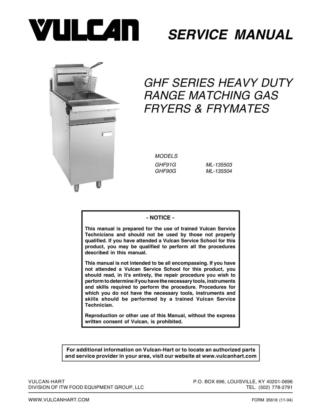 Vulcan-Hart GHF90G ML-135504, GHF91G ML-135503 service manual GHF Series Heavy Duty Range Matching GAS Fryers & Frymates 