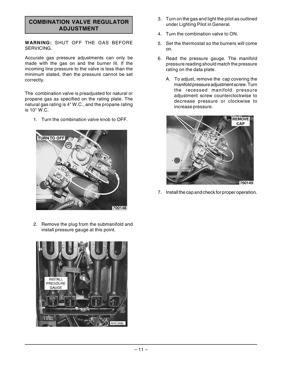 Vulcan-Hart GHF90G ML-135504, GHF91G ML-135503 service manual Combination Valve Regulator Adjustment 