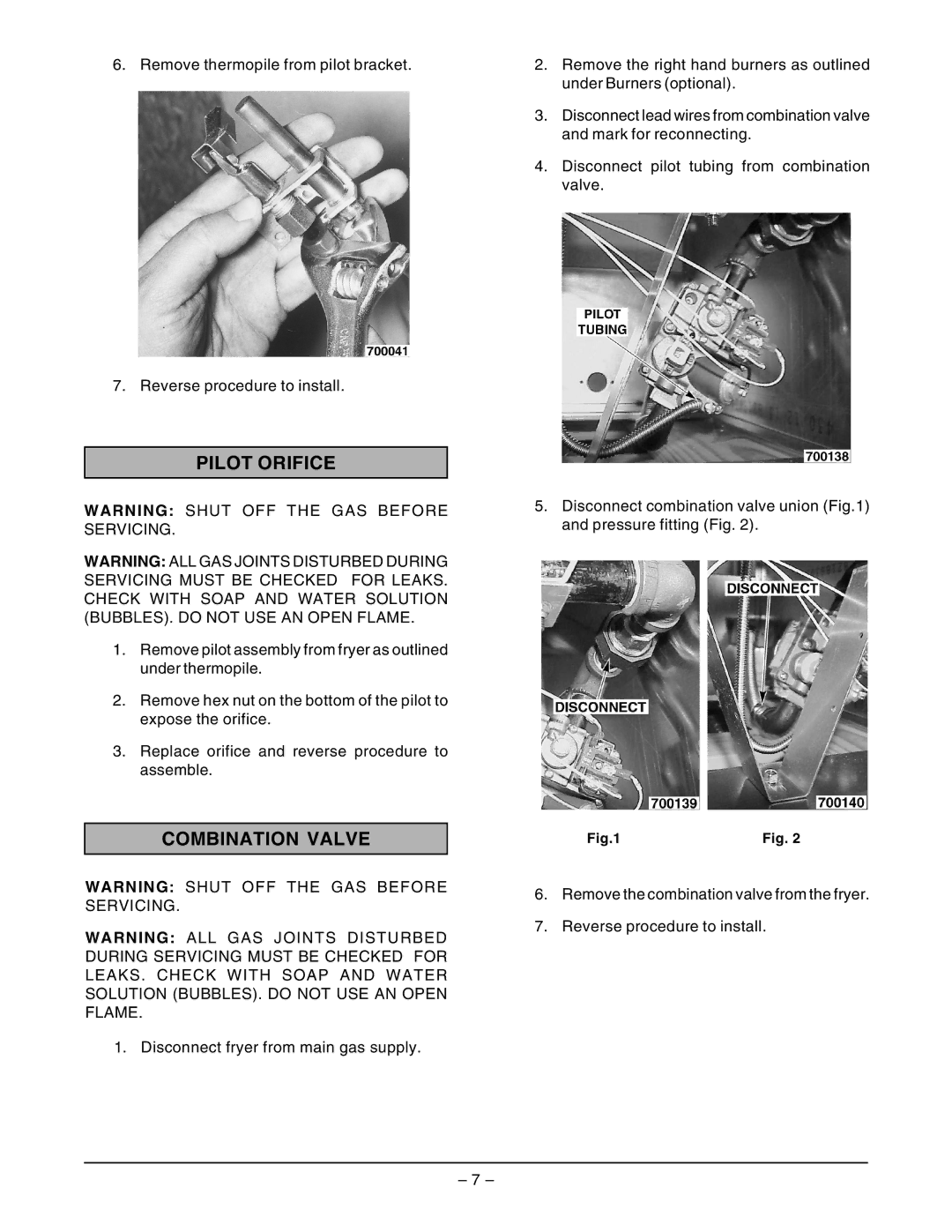 Vulcan-Hart GHF90G ML-135504, GHF91G ML-135503 service manual Pilot Orifice, Combination Valve 