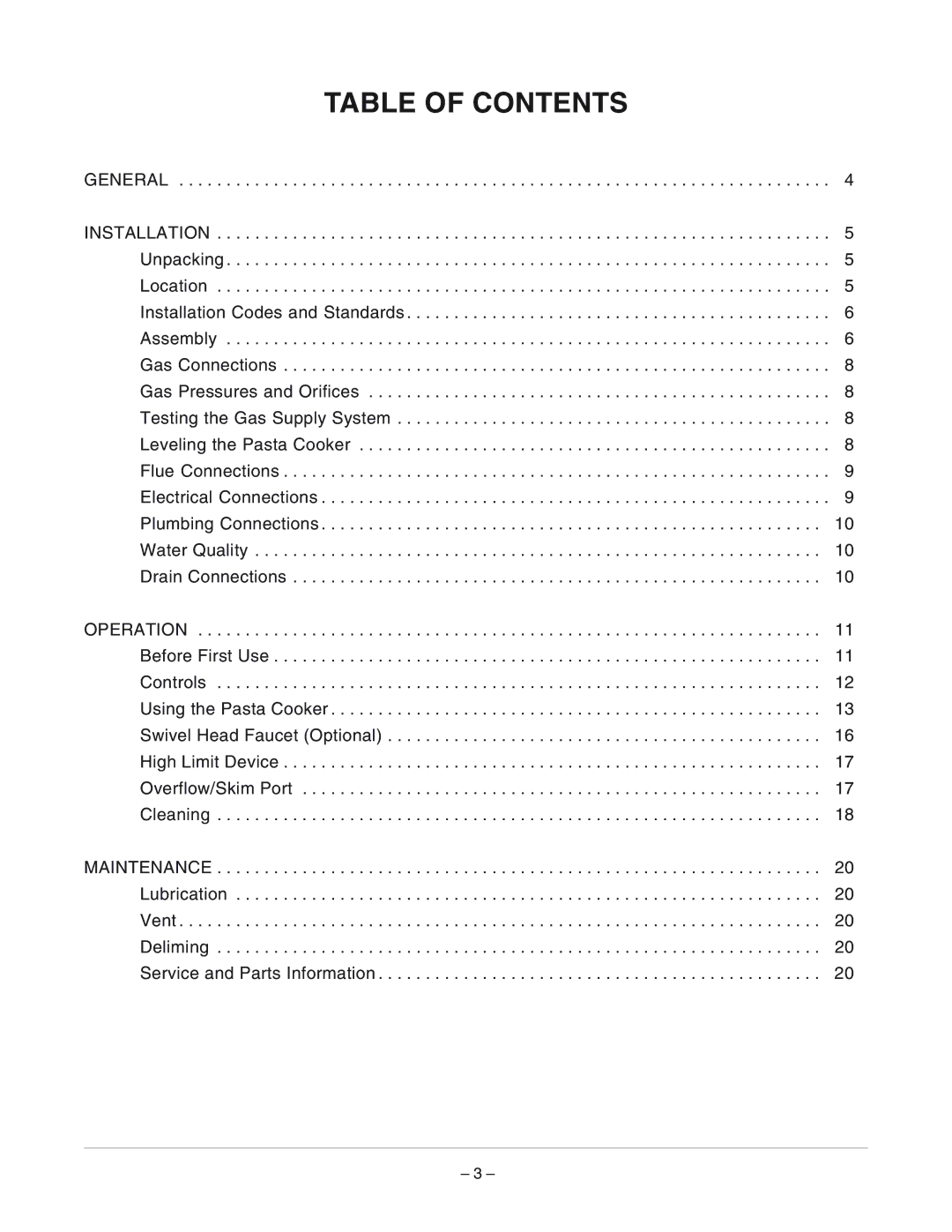 Vulcan-Hart GPC12S, ML-126881, ML-126883 manual Table of Contents 