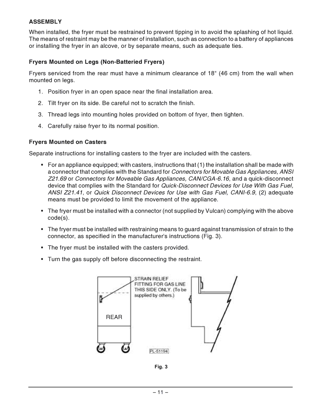 Vulcan-Hart GRD85 ML-052306, GRC45F ML-12 Assembly, Fryers Mounted on Legs Non-Batteried Fryers, Fryers Mounted on Casters 