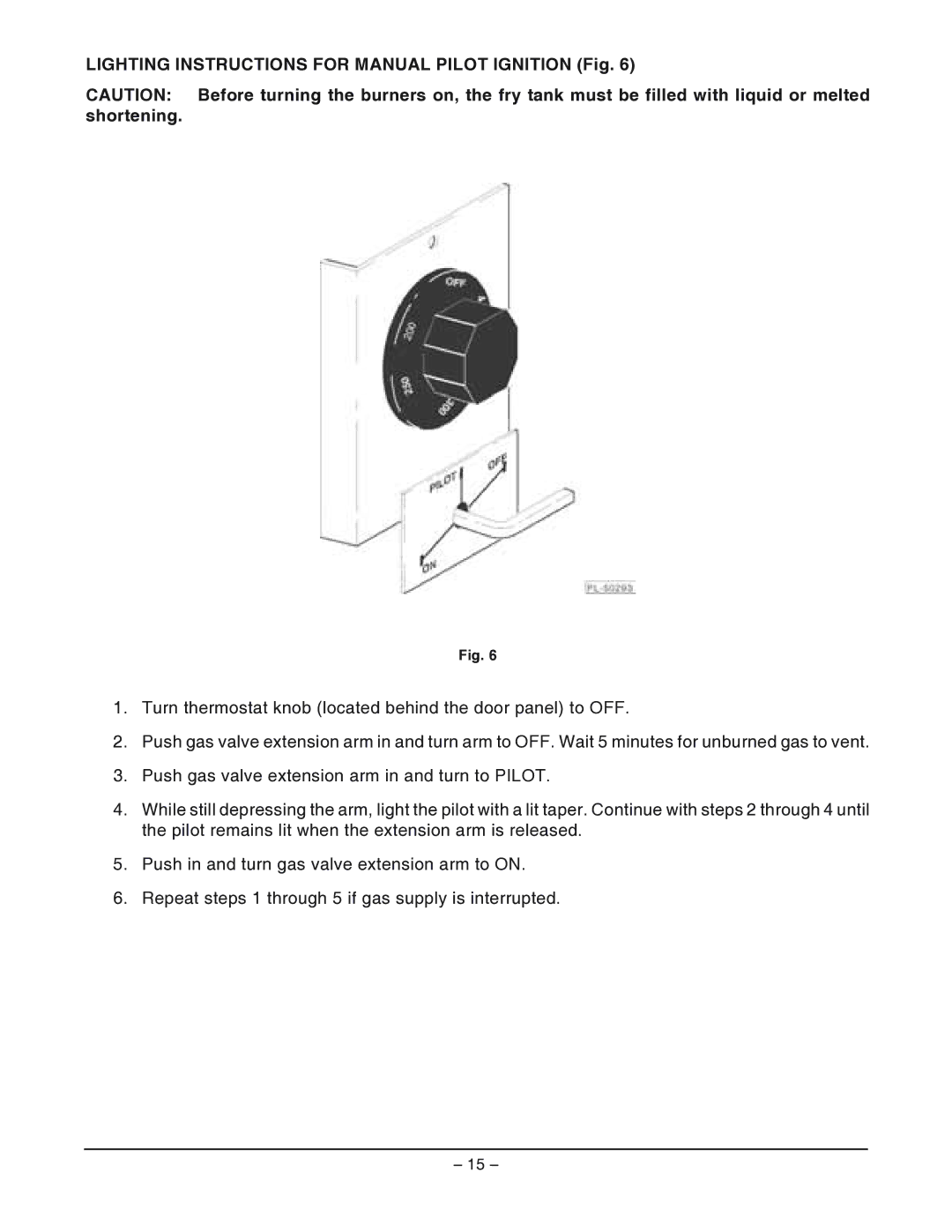 Vulcan-Hart GRD45 ML-052081, GRD85 ML-052306, GRC85 ML-052307 Lighting Instructions for Manual Pilot Ignition Fig 