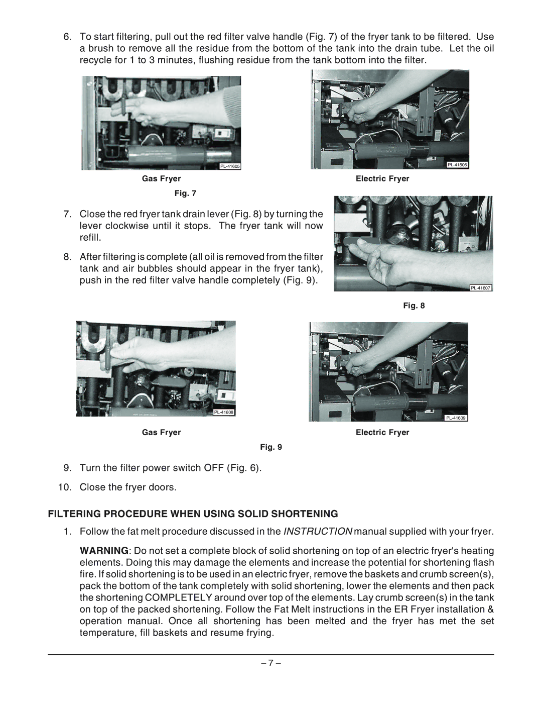 Vulcan-Hart GR45F ML-126999, GRD85F ML-126741, GRD45F ML-126735 Filtering Procedure When Using Solid Shortening 