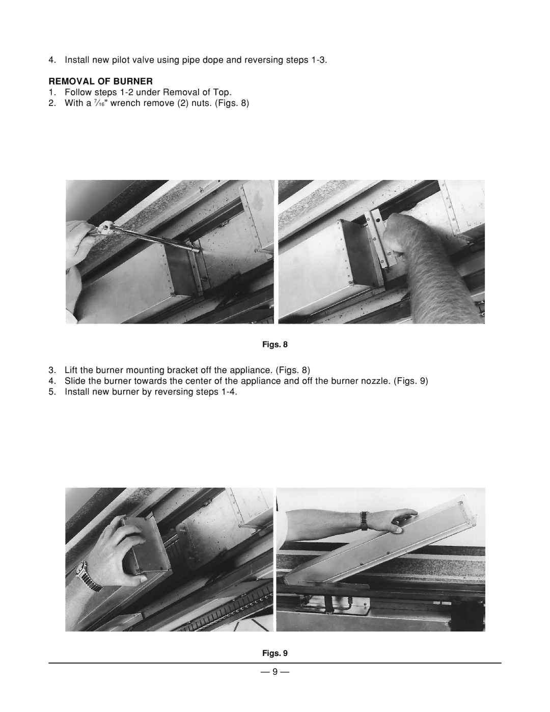 Vulcan-Hart ICM72, ICM24, ICM36, ICM60, ICM48 service manual Removal of Burner 