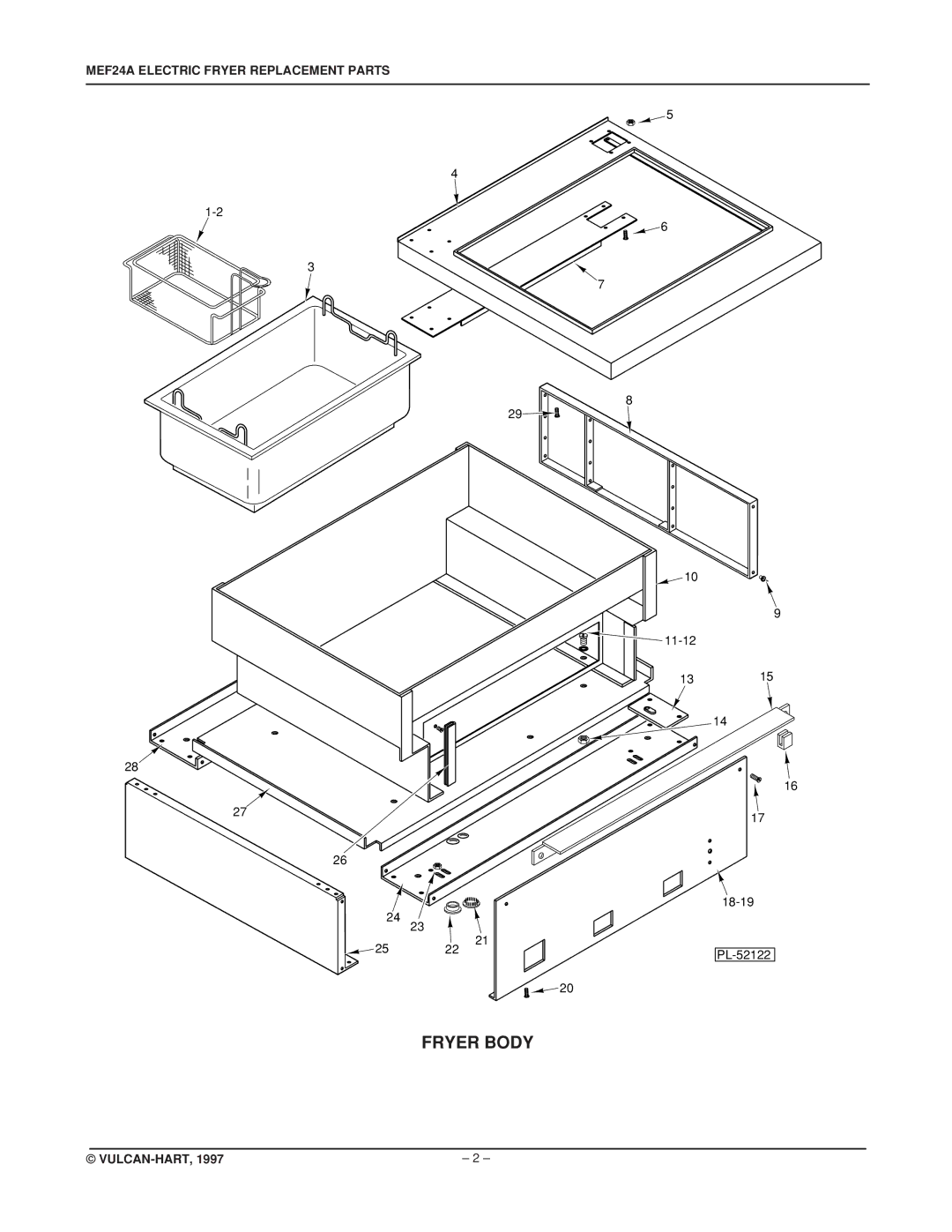 Vulcan-Hart ML-52836, MEF24A, ML-52837 service manual Fryer Body 