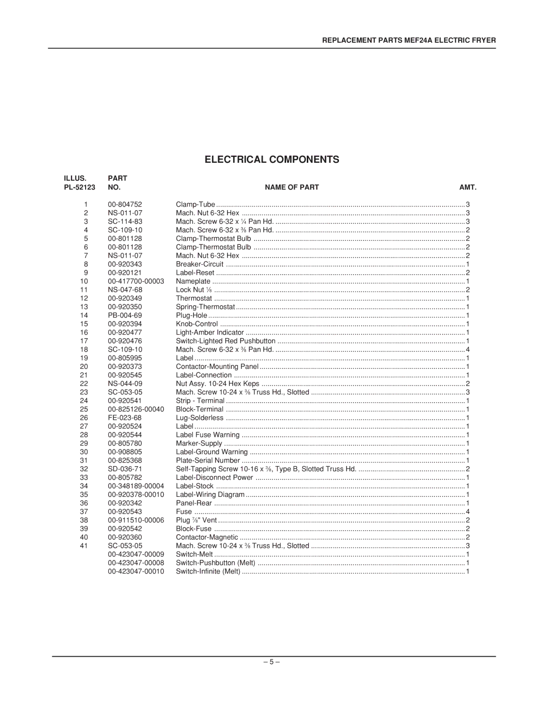 Vulcan-Hart ML-52836, MEF24A, ML-52837 service manual PL-52123 