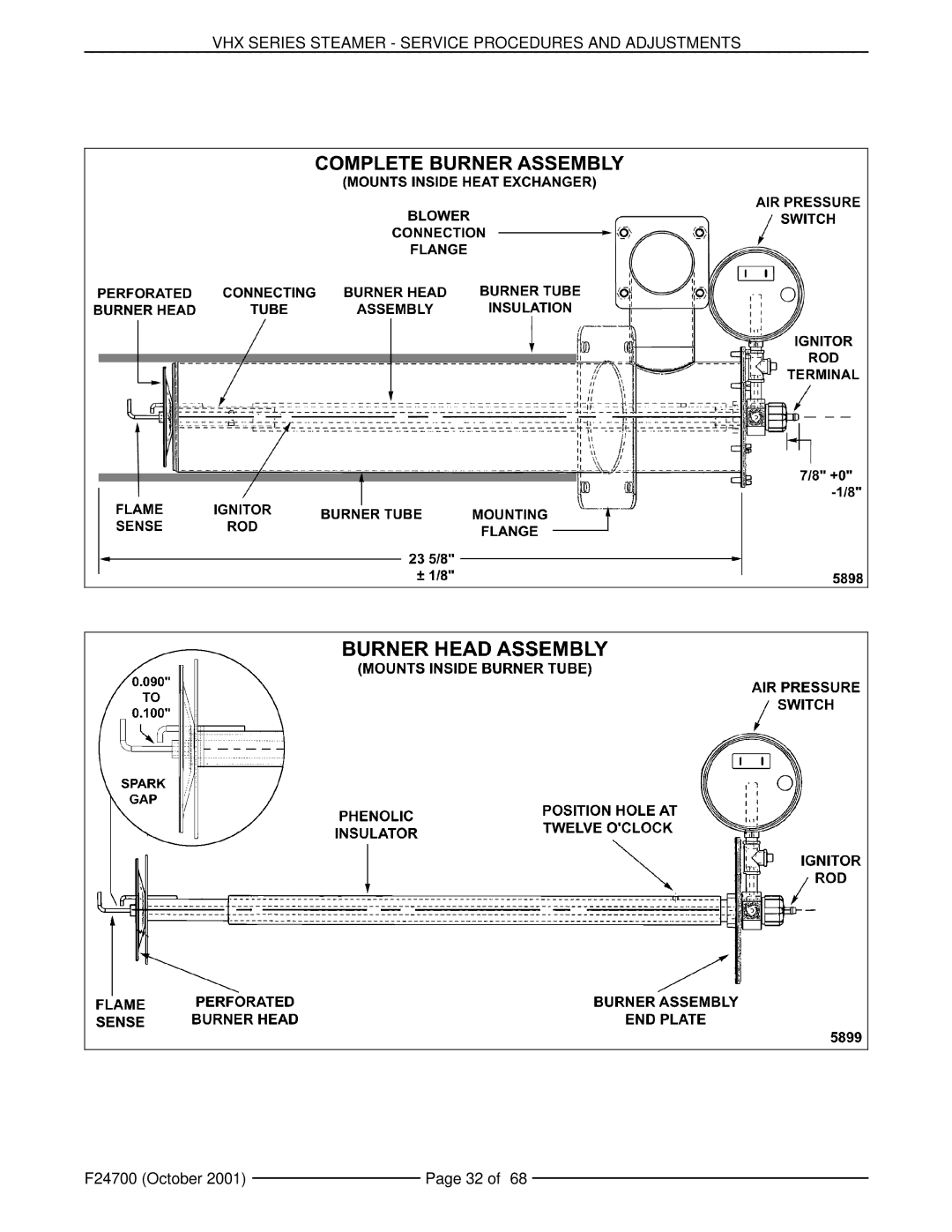 Vulcan-Hart VHX24G5, MHB24G manual VHX Series Steamer Service Procedures and Adjustments 