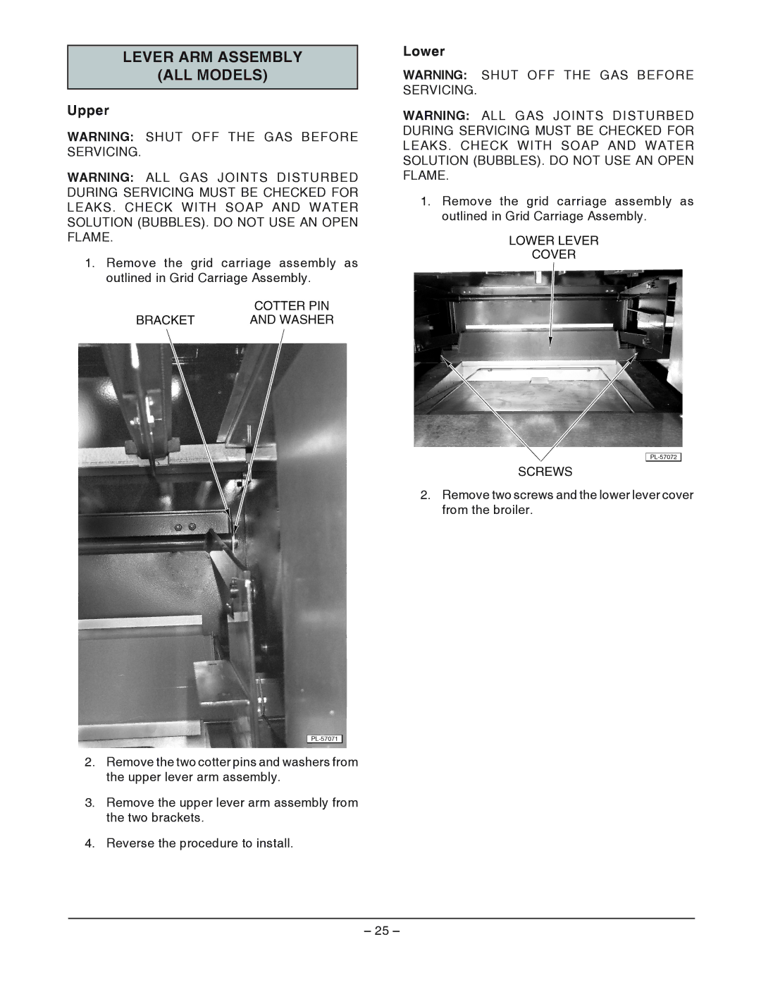 Vulcan-Hart ML-052202, ML-052211, ML-052208, ML-052200, ML-052213, ML52210, IR1 Lever ARM Assembly ALL Models, Upper, Lower 