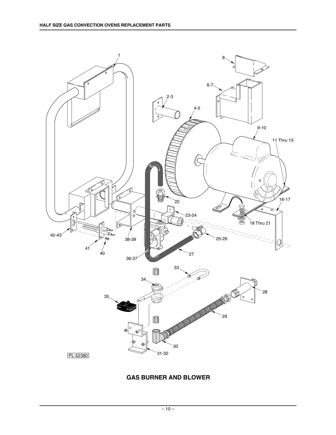 Vulcan-Hart ML-114571, ML-114569 manual GAS Burner and Blower 