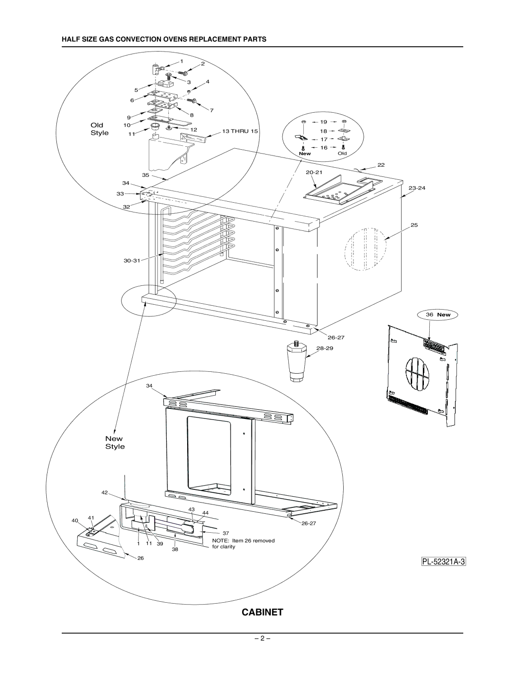 Vulcan-Hart ML-114571, ML-114569 manual Cabinet, Half Size GAS Convection Ovens Replacement Parts 