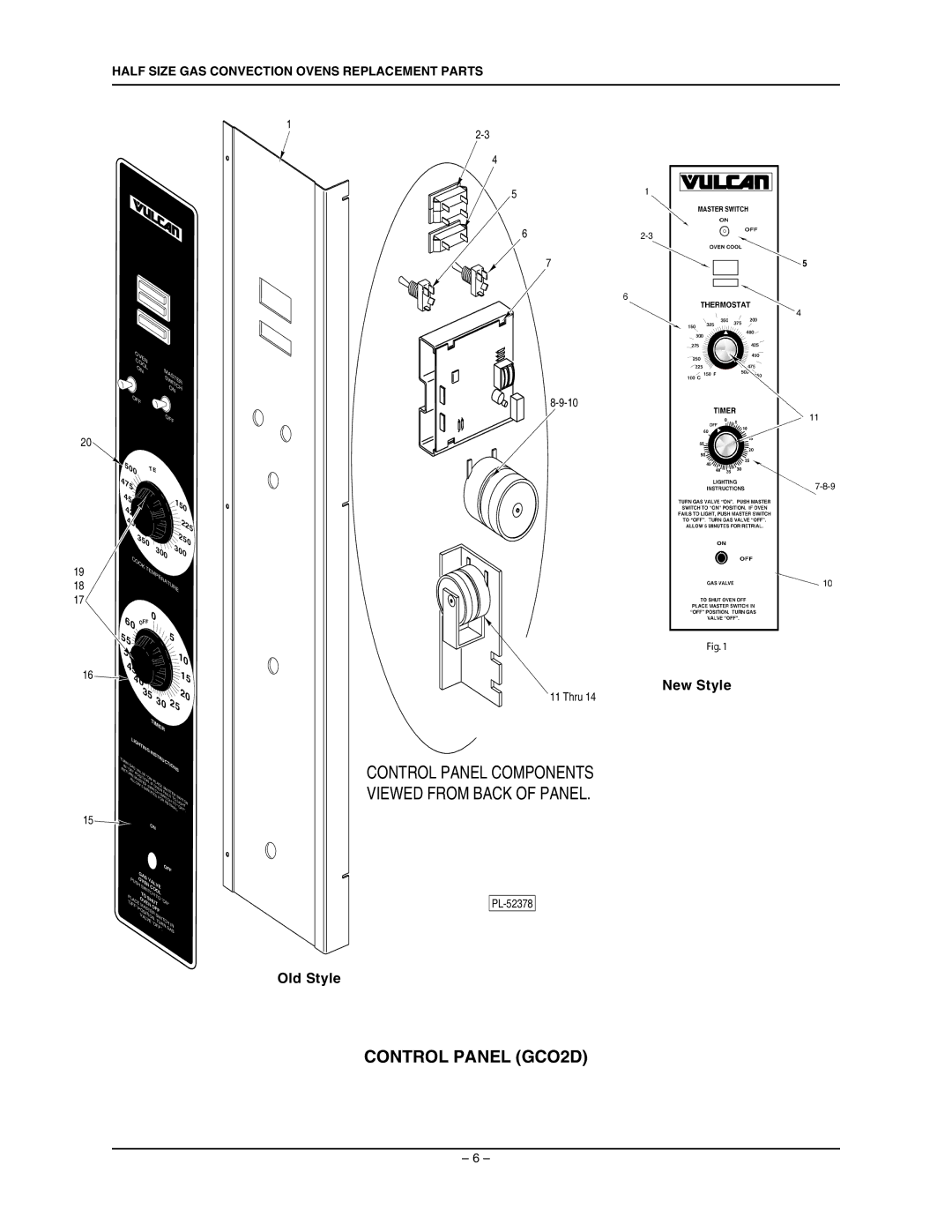 Vulcan-Hart ML-114571, ML-114569 manual Control Panel GCO2D, 500 