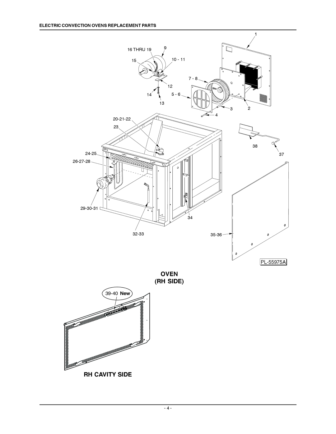 Vulcan-Hart ML-126743, ML-126746 manual Oven RH Side, RH Cavity Side 