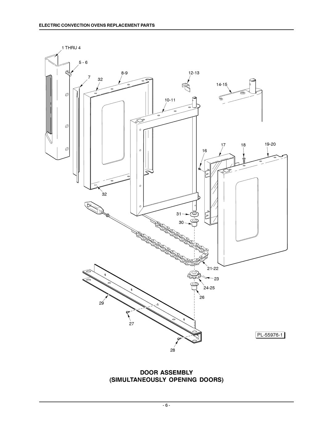 Vulcan-Hart ML-126743, ML-126746 manual Door Assembly Simultaneously Opening Doors 