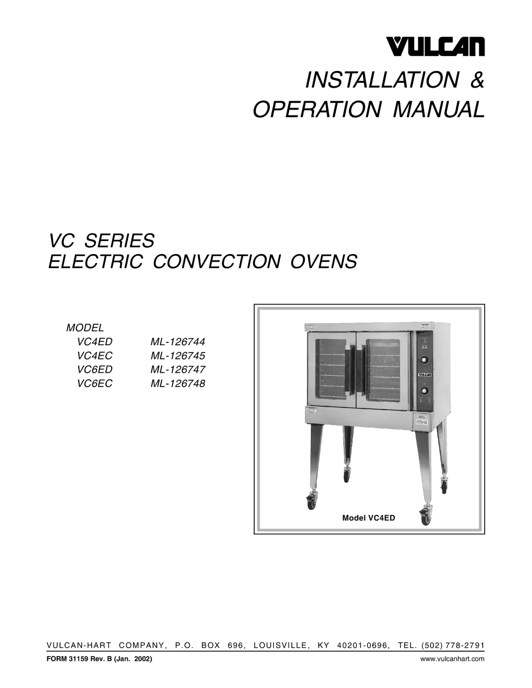 Vulcan-Hart ML-126745, ML-126748, ML-126744, ML-126747, VC4EC, C4ED operation manual Installation 