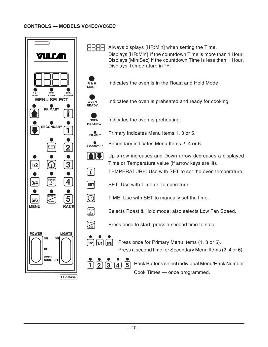 Vulcan-Hart ML-126748, ML-126745, ML-126744, ML-126747, C4ED operation manual Controls Models VC4EC/VC6EC, Menu Select 