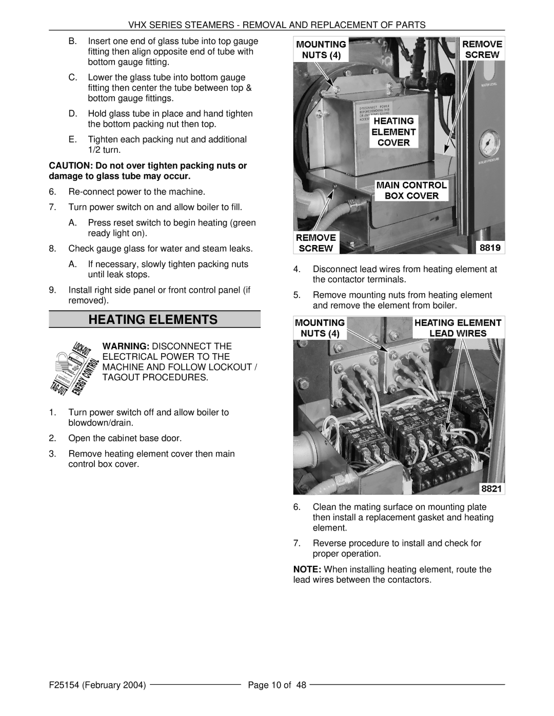 Vulcan-Hart ML-126857, ML-126853, VHX24E5, MHB24E, ML-126852 manual Heating Elements 