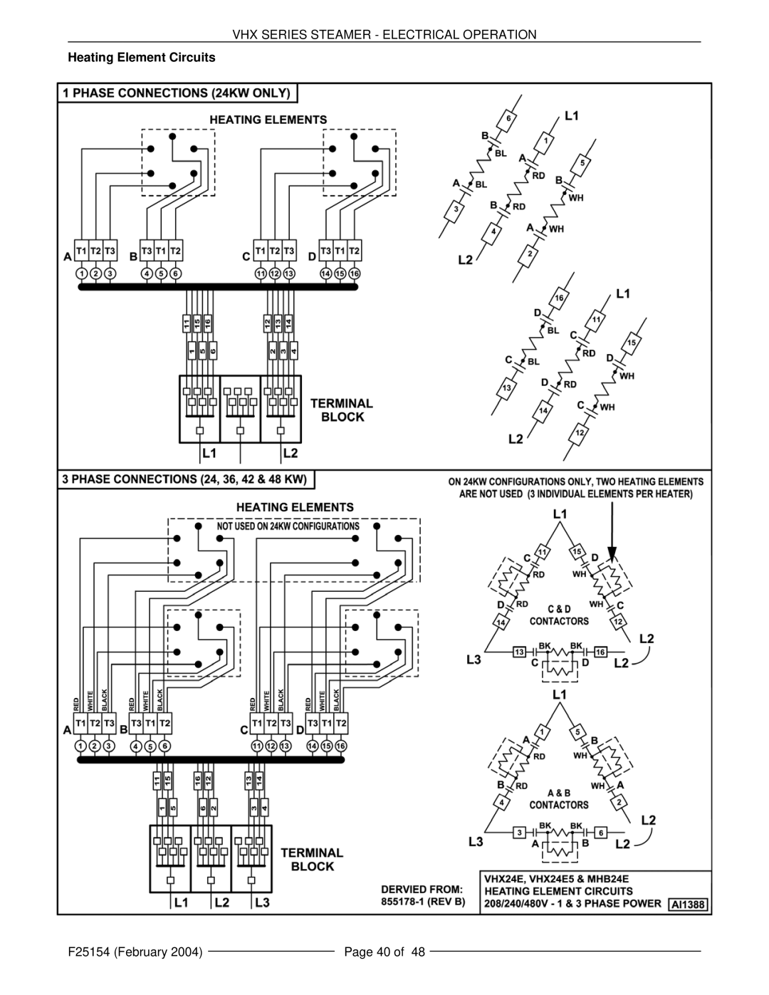 Vulcan-Hart ML-126857, ML-126853, VHX24E5, MHB24E, ML-126852 manual Heating Element Circuits 