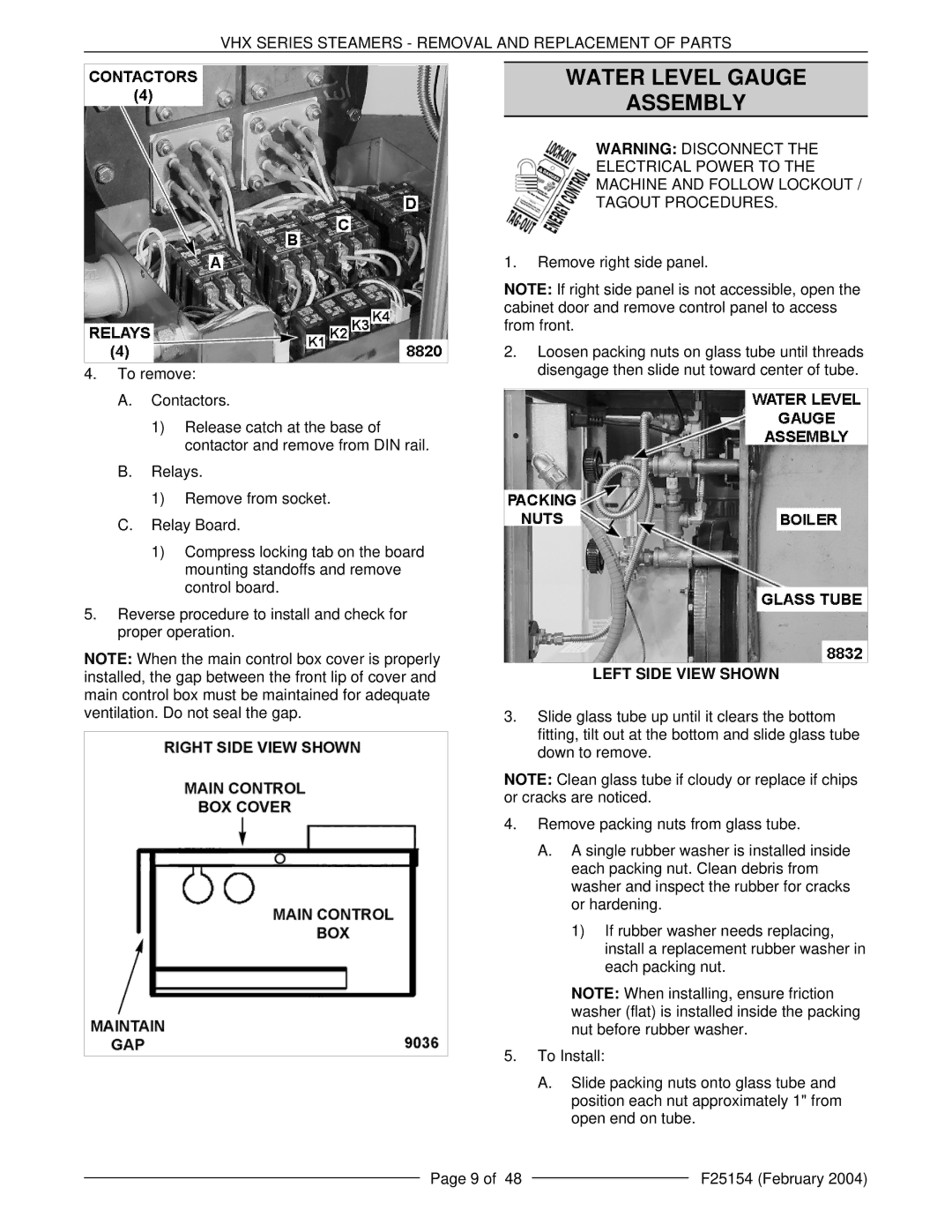 Vulcan-Hart ML-126852, ML-126857, ML-126853, VHX24E5, MHB24E manual Water Level Gauge Assembly, Left Side View Shown 