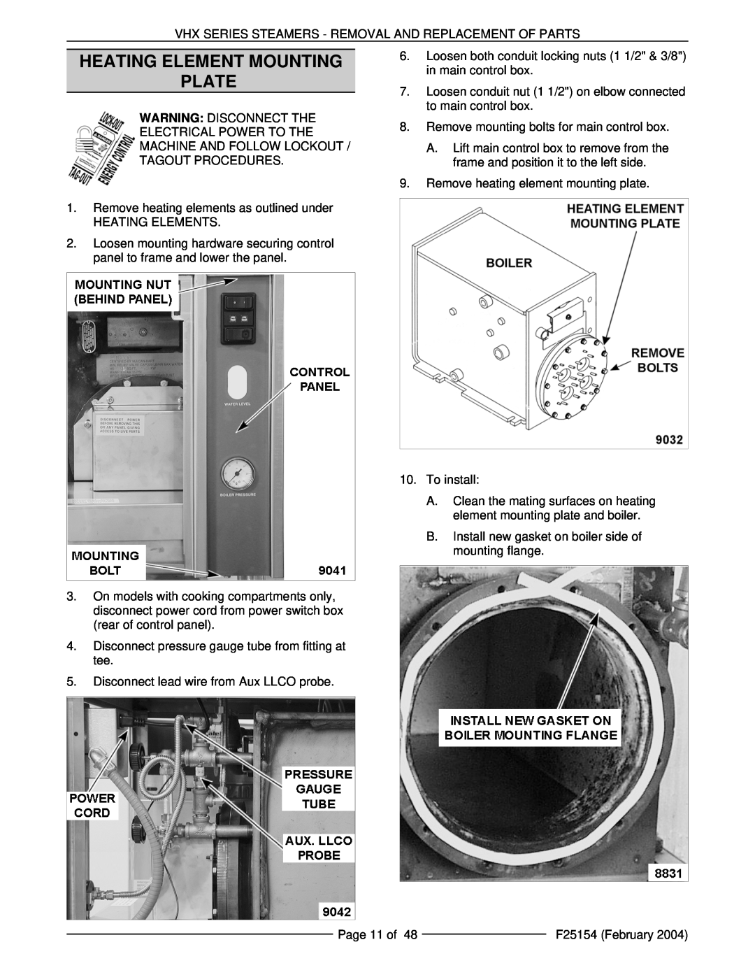 Vulcan-Hart ML-126853, ML-126857, VHX24E5, MHB24E, ML-126852 manual Heating Element Mounting Plate 