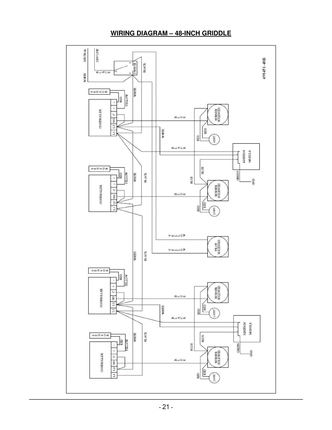 Vulcan-Hart ML-135339-00024, ML-135340-00036, ML-135341-00048, ML135341-00048, ML-135342-00060 Wiring Diagram 48-INCH Griddle 