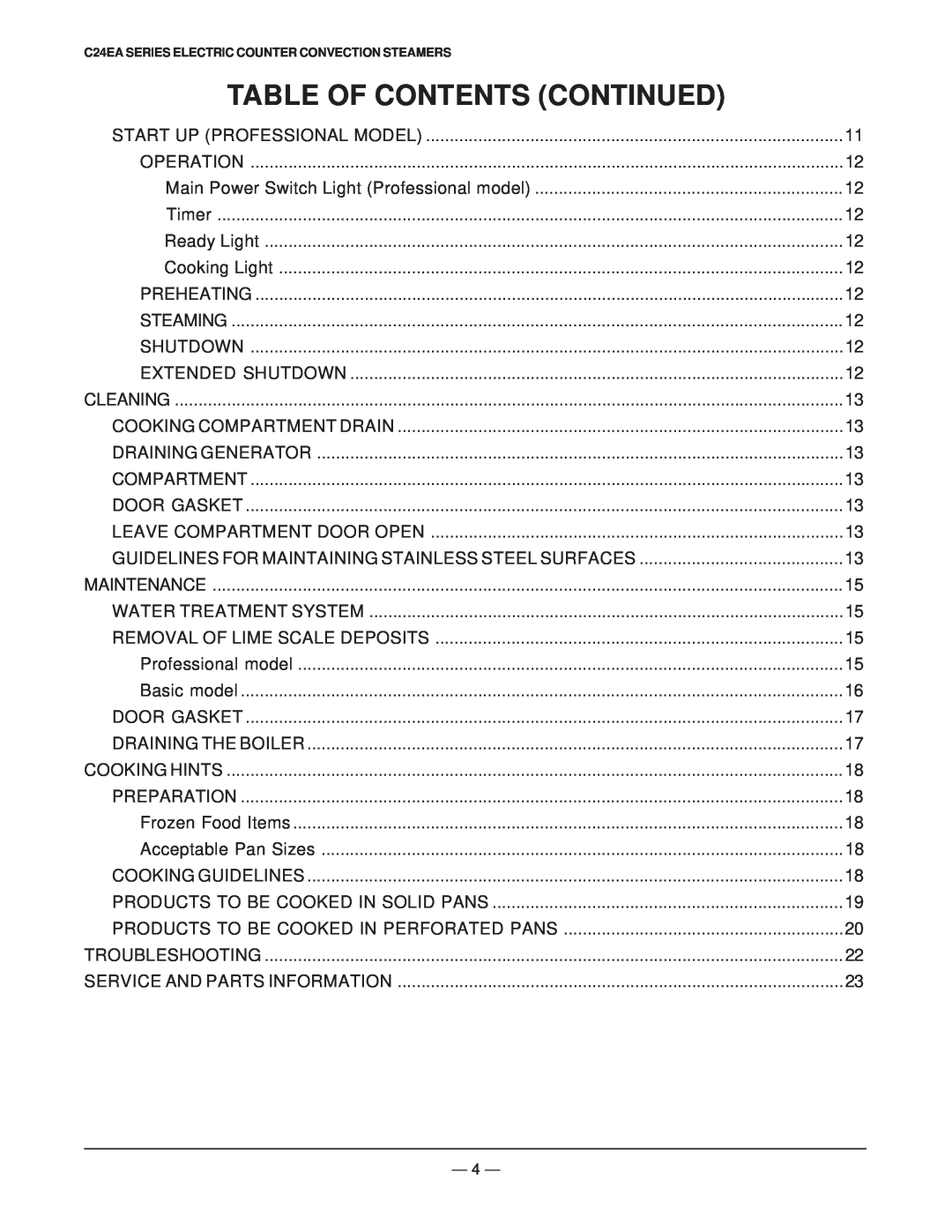 Vulcan-Hart ML 136046, ML 136045, ML 136038, ML 136047, ML 136048, ML 136037, ML 136044, ML 136043 Table Of Contents Continued 