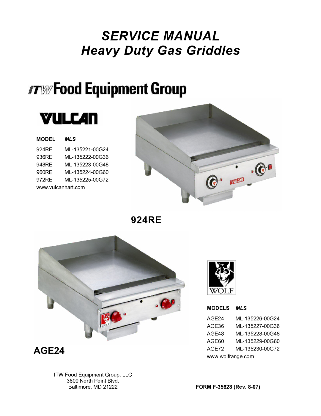 Vulcan-Hart ML-136221-00G24 manual Heavy Duty Gas Griddles 