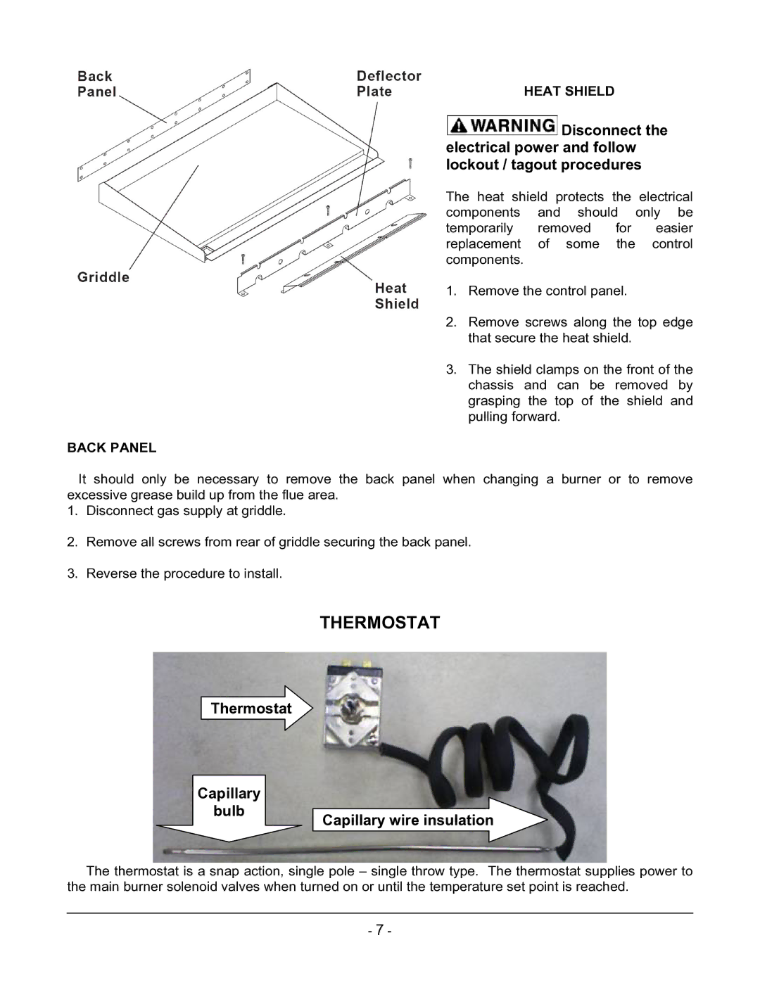 Vulcan-Hart ML-136221-00G24 manual Thermostat, Heat Shield, Back Panel 