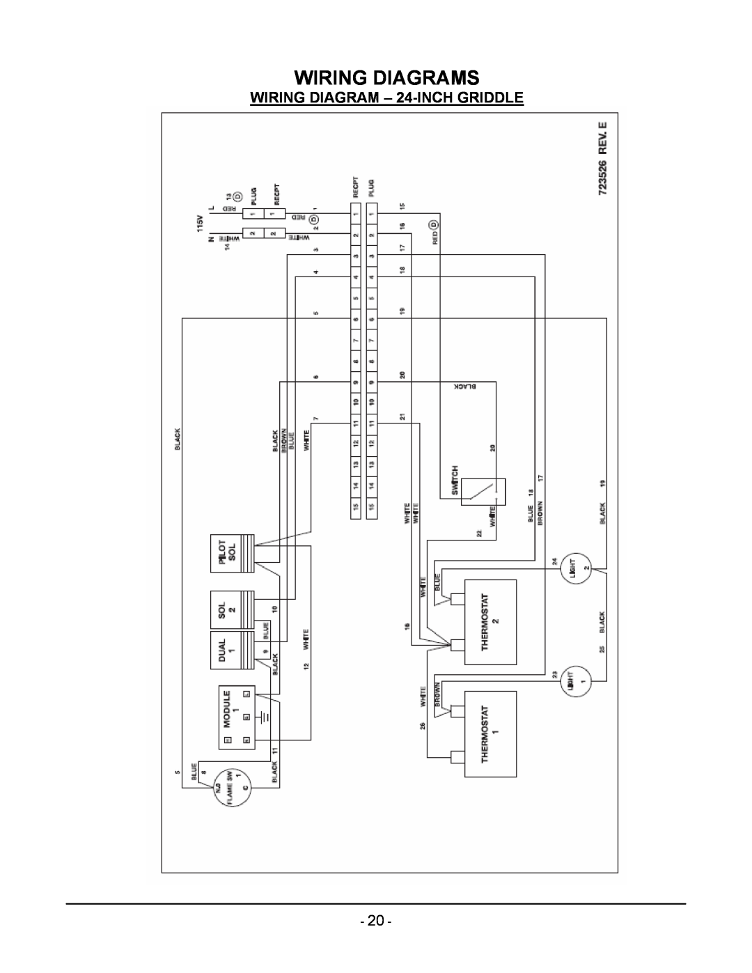 Vulcan-Hart ML-136221-00G24 manual WIRING DIAGRAM - 24-INCH GRIDDLE, Wiring Diagrams 