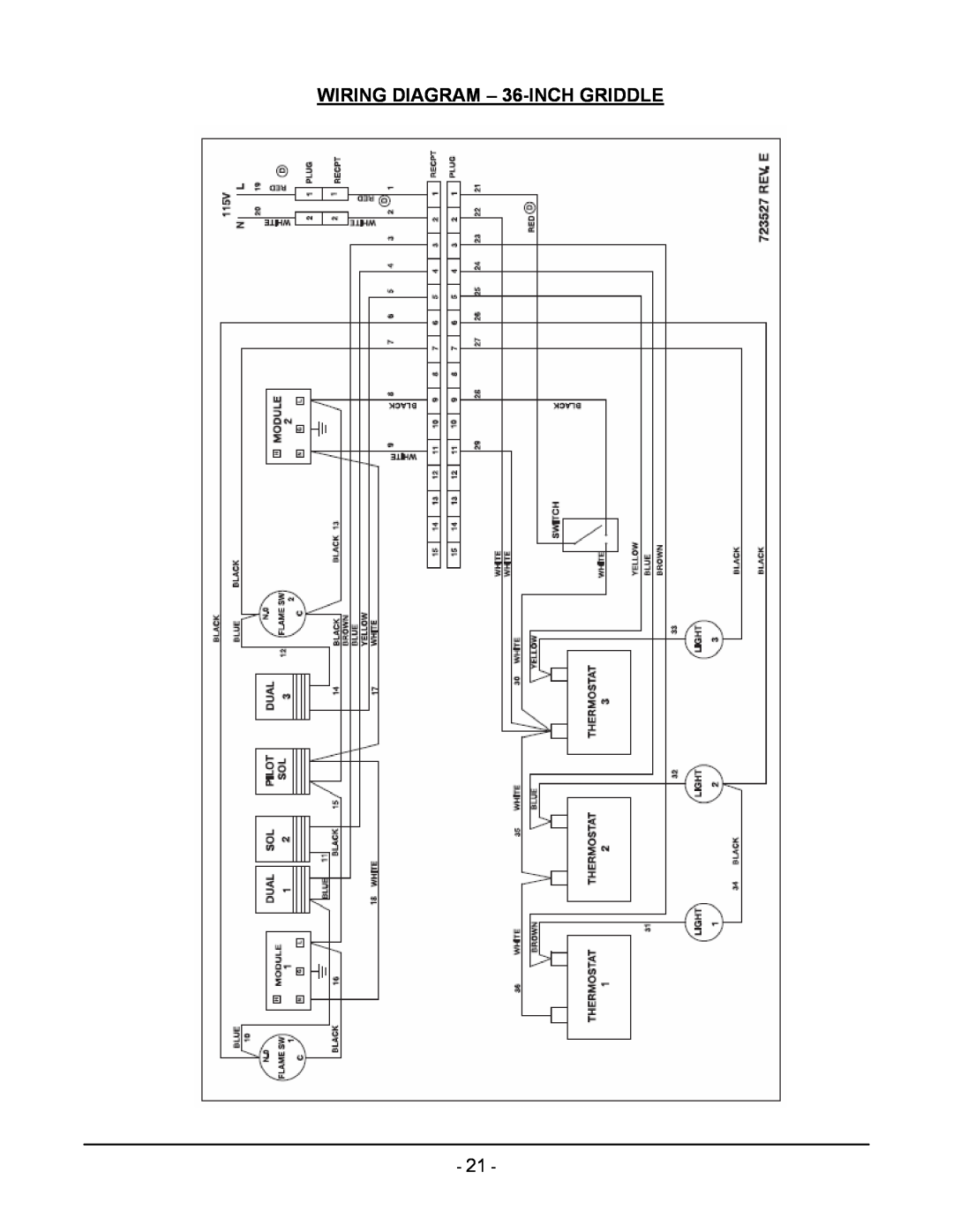 Vulcan-Hart ML-136221-00G24 manual WIRING DIAGRAM - 36-INCH GRIDDLE 
