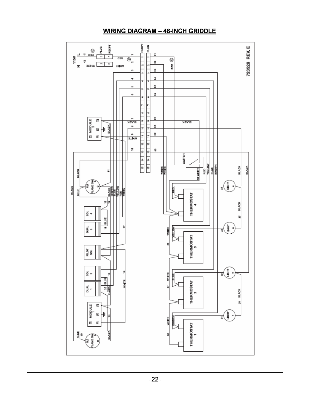 Vulcan-Hart ML-136221-00G24 manual WIRING DIAGRAM - 48-INCH GRIDDLE 