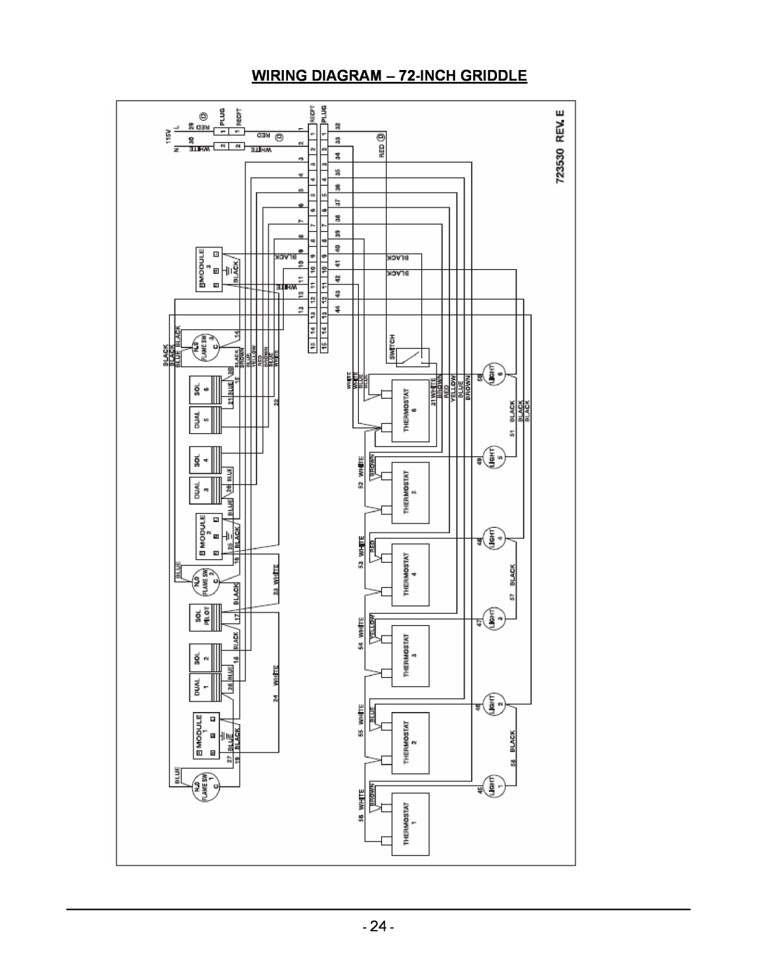 Vulcan-Hart ML-136221-00G24 manual WIRING DIAGRAM - 72-INCH GRIDDLE 