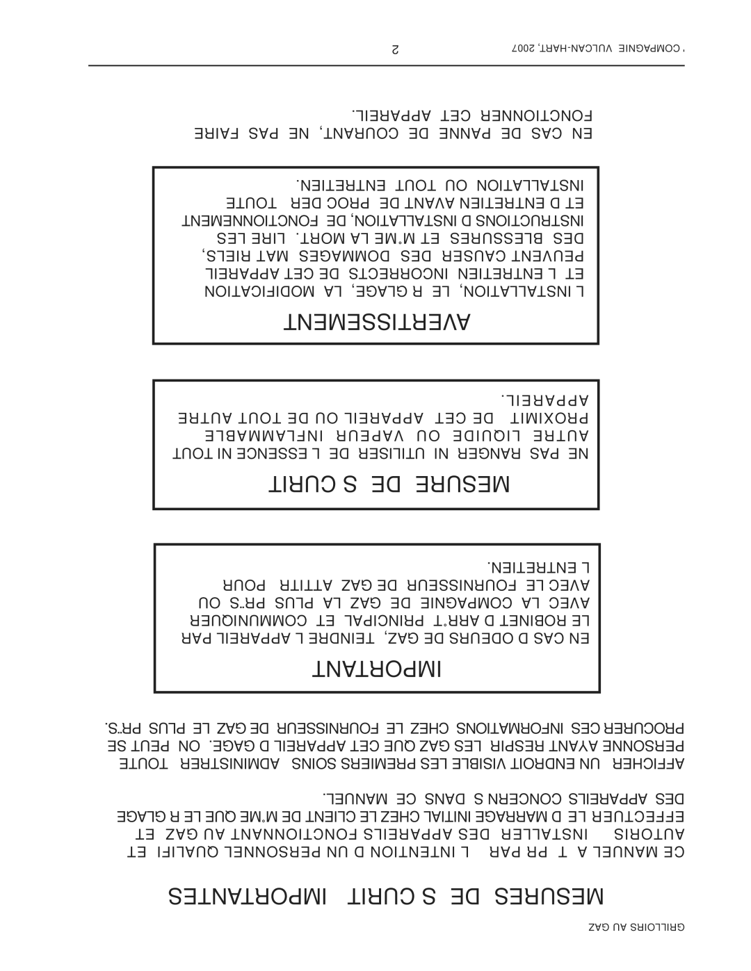 Vulcan-Hart VST4B, ML-136590 operation manual Avertissement, Importantes Sécurité DE Mesures 