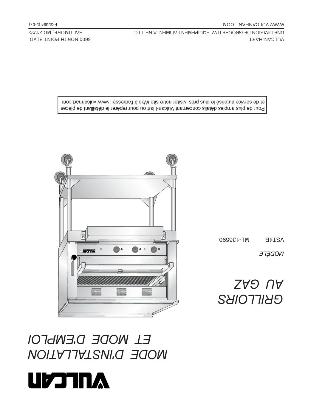 Vulcan-Hart ML-136590, VST4B operation manual GAZ AU Grilloirs 