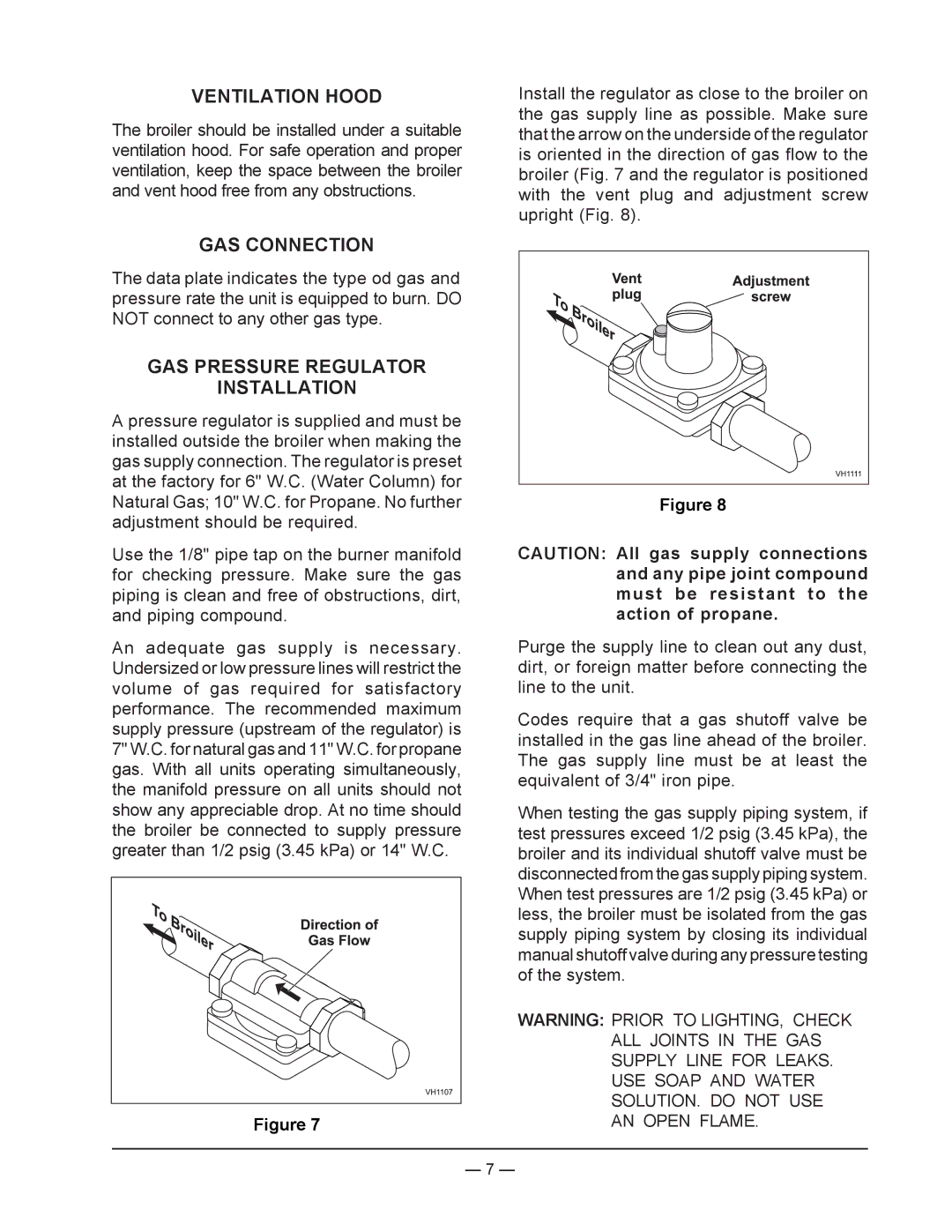 Vulcan-Hart VST4B, ML-136590 operation manual Ventilation Hood, GAS Connection, GAS Pressure Regulator Installation 