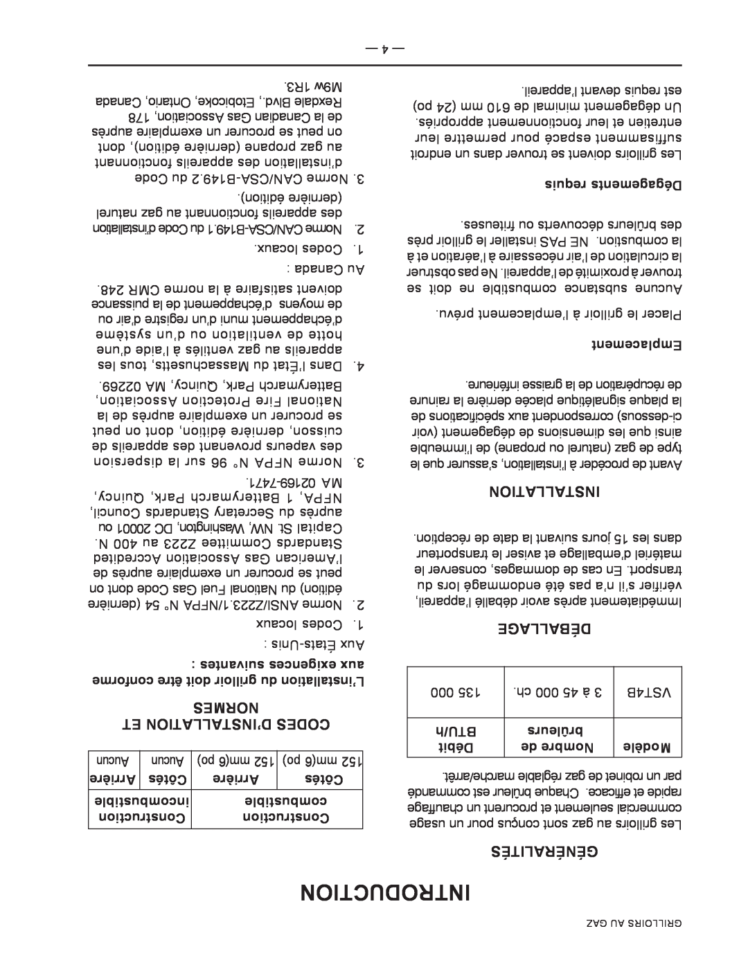 Vulcan-Hart VST4B, ML-136590 operation manual Introduction, Normes, Et D’Installation Codes, Déballage, Généralités 