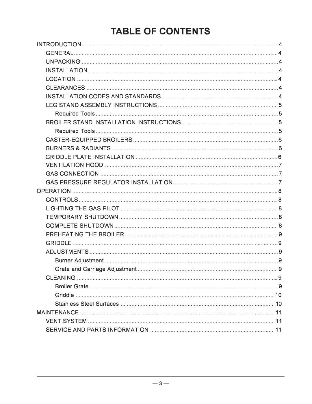 Vulcan-Hart VST4B, ML-136590 operation manual Table Of Contents 