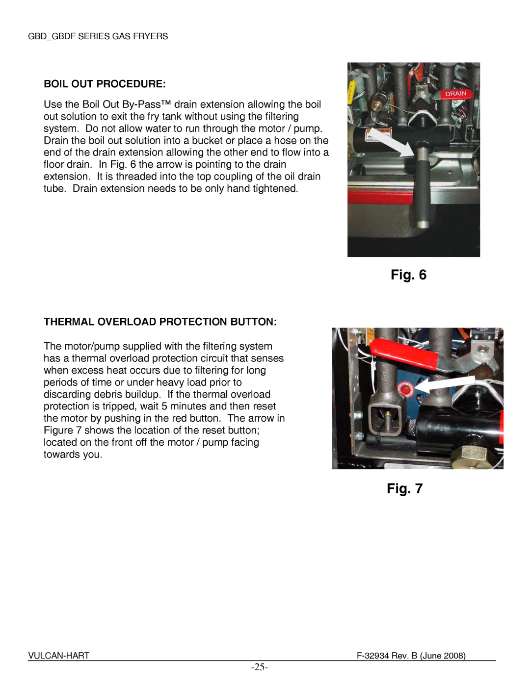 Vulcan-Hart 1G6BD ML-136648, ML-136654, ML-136656, ML-136657, 4G4BDF Boil OUT Procedure, Thermal Overload Protection Button 