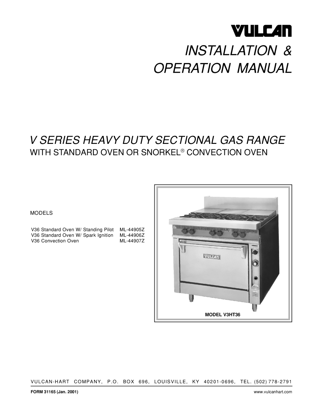 Vulcan-Hart ML-44905Z operation manual Installation 