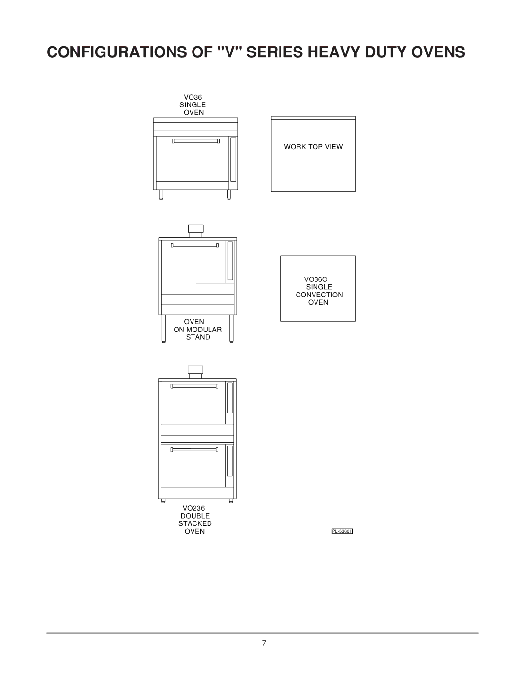 Vulcan-Hart ML-44905Z operation manual Configurations of V Series Heavy Duty Ovens 