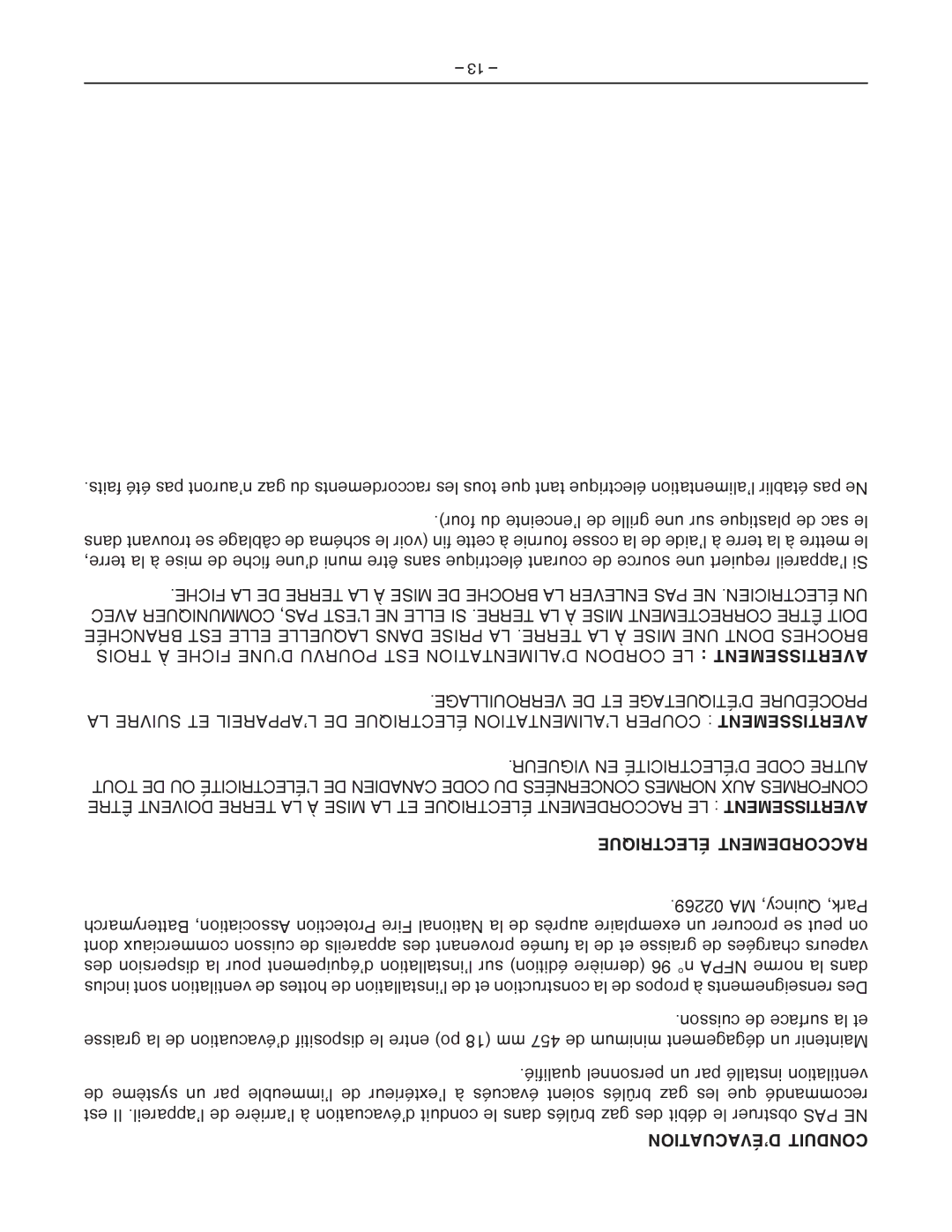 Vulcan-Hart ML-126405, ML-52168, ML-53146, ML-52144, ML-52159, ML-52157, ML-52156 Électrique Raccordement, ’ÉVACUATION Conduit 