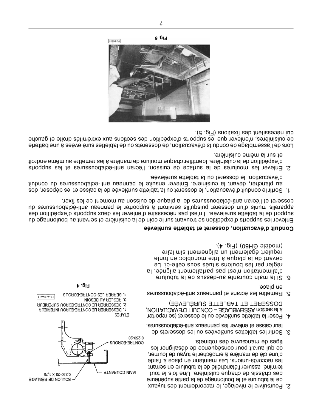 Vulcan-Hart ML-52190, ML-52168, GH60T Surélevée tablette et dosseret d’évacuation, Conduit, Surélevée Tablette ET Dosseret 