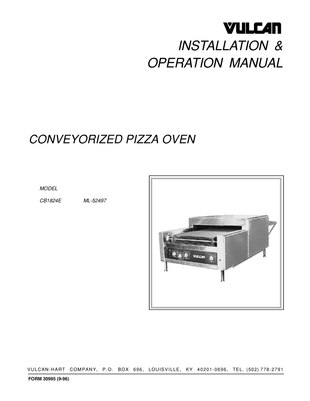 Vulcan-Hart CB1824E, ML-52497 operation manual Installation 