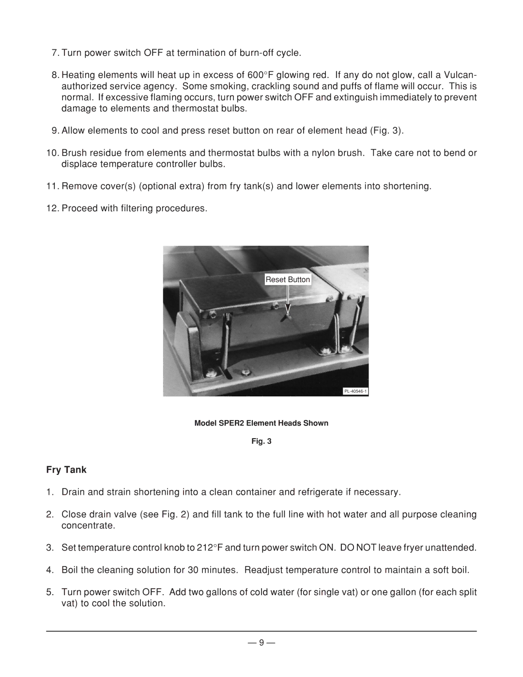 Vulcan-Hart ML-52918, SPER0 FRYMATE ML-52920, SPER2 ML-52919 operation manual Fry Tank 