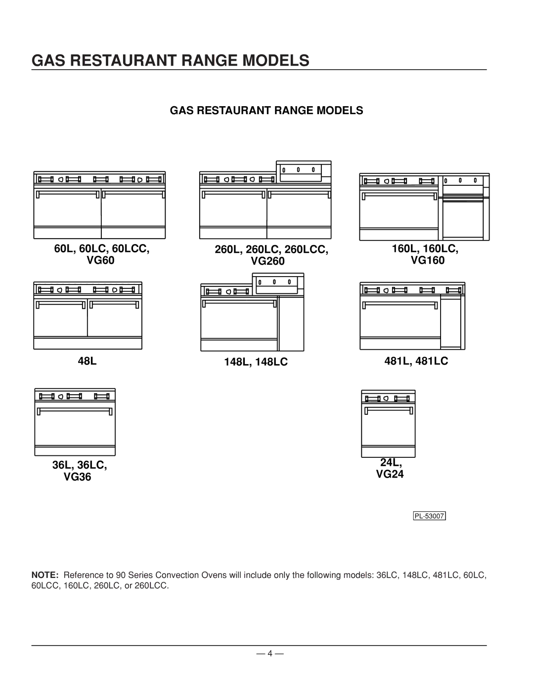 Vulcan-Hart ML-52951, ML-52953, ML-52947, ML-52950, ML-52952, ML-52949, ML-114957, ML-52948, ML-52954 GAS Restaurant Range Models 