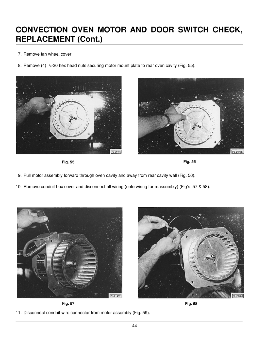 Vulcan-Hart ML-52950, ML-52953, ML-52947, ML-52952, ML-52951 Convection Oven Motor and Door Switch CHECK, Replacement 