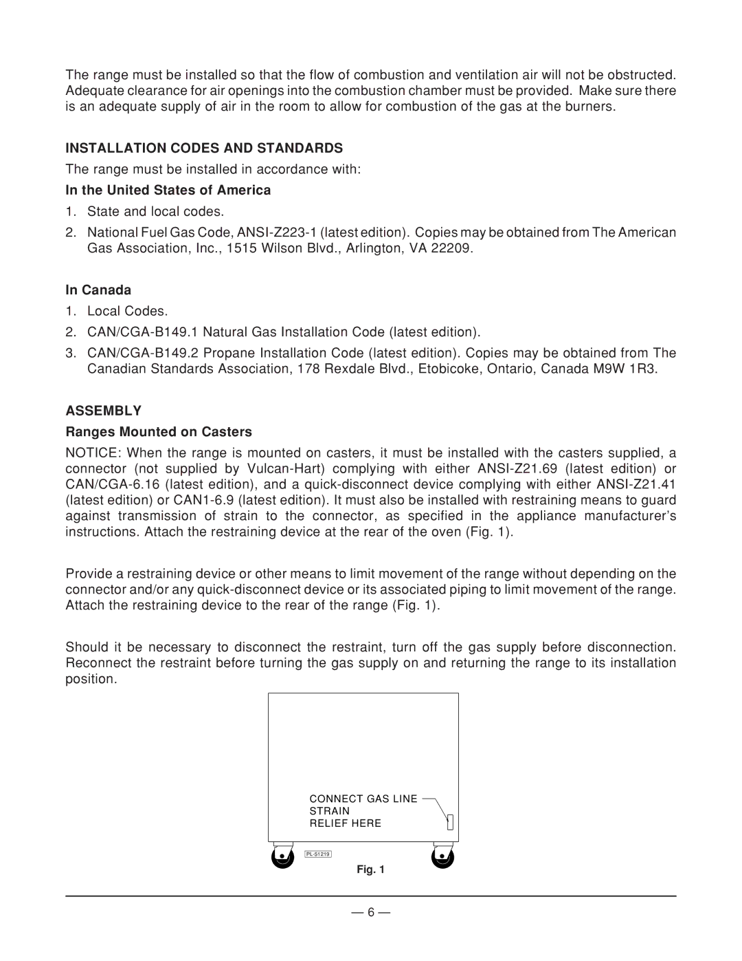 Vulcan-Hart EG160 ML-52489, MODEL EG36 Installation Codes and Standards, United States of America, Canada, Assembly 